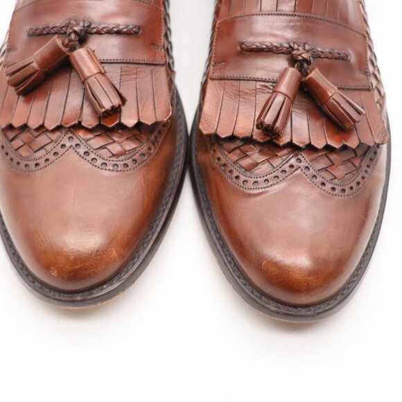 Mezlan Alicante Loafer Tassel Brown Leather Braided Side Men's 13 B Made Spain - Picture 11 of 11